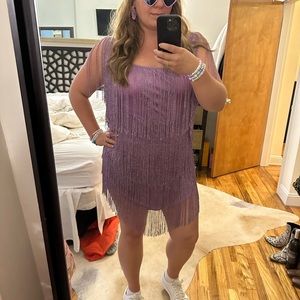 Lavender haze ROCKING TASSEL BACKLESS MINI DRESS, xl